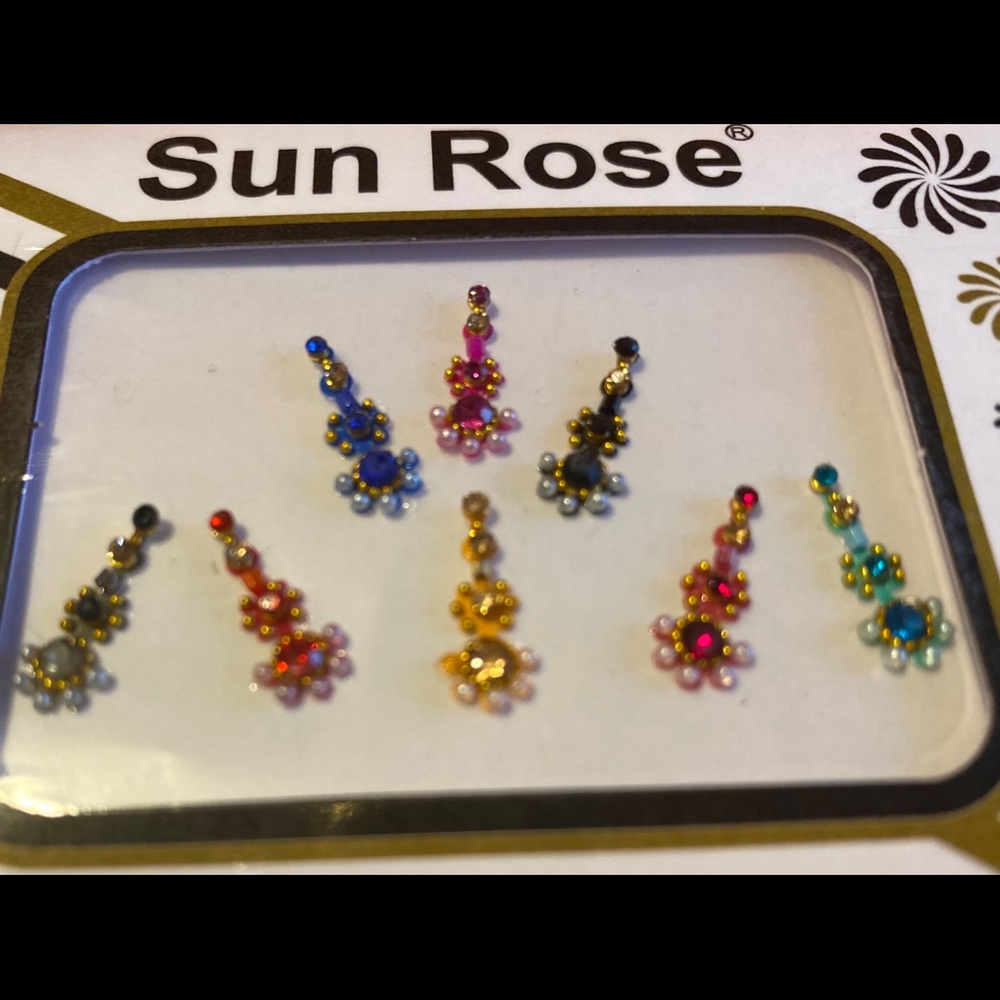 COPY - 8 Premium Multicolor long Forehead Bindis